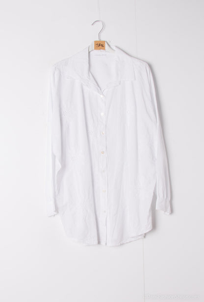 Plus Size Cotton blouse/shirt with english flower embroidery