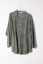 Plus Size Cotton blouse/shirt with english flower embroidery