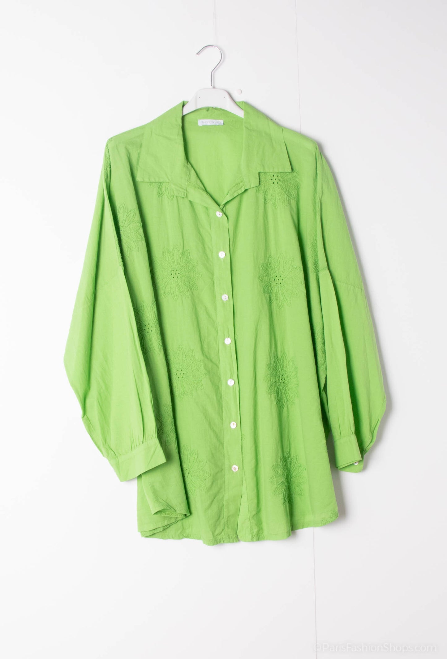 Plus Size Cotton blouse/shirt with english flower embroidery