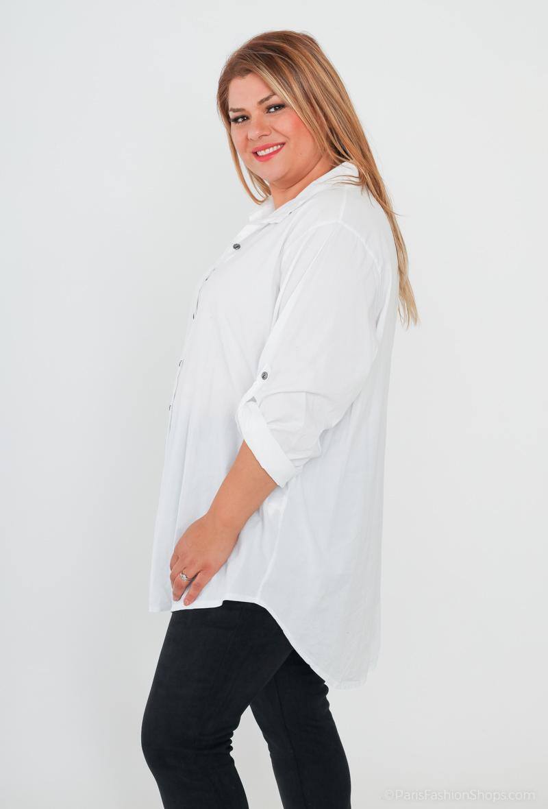 Plus Size Cotton Poplin Skjorta