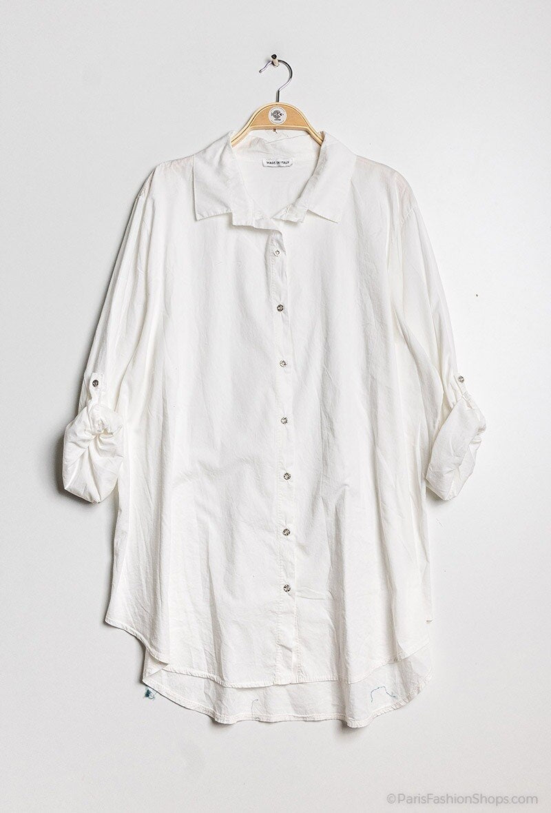 Plus Size Cotton Poplin Skjorta