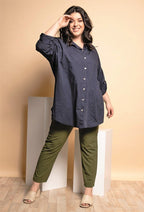 Cotton poplin shirt i Stor Storlek