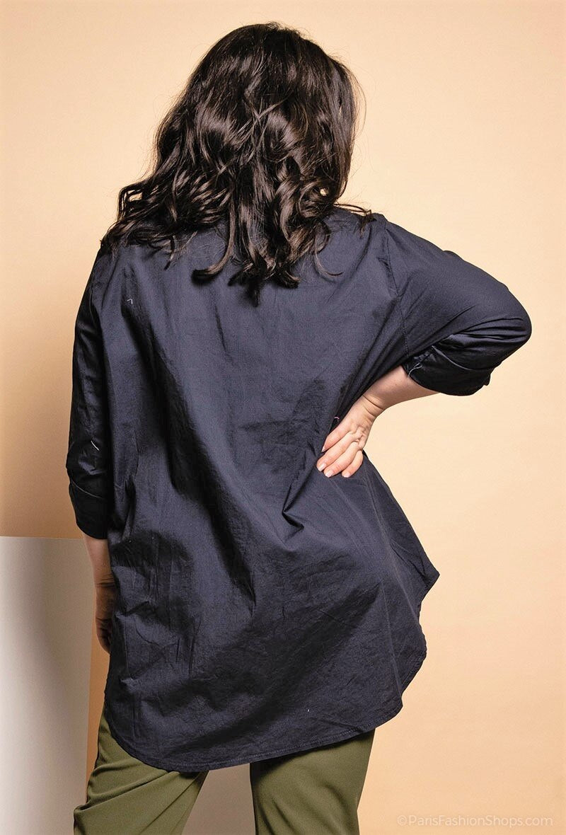 Cotton poplin shirt i Stor Storlek