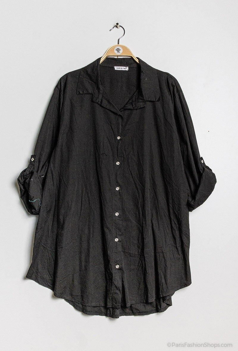 Cotton poplin shirt i Stor Storlek