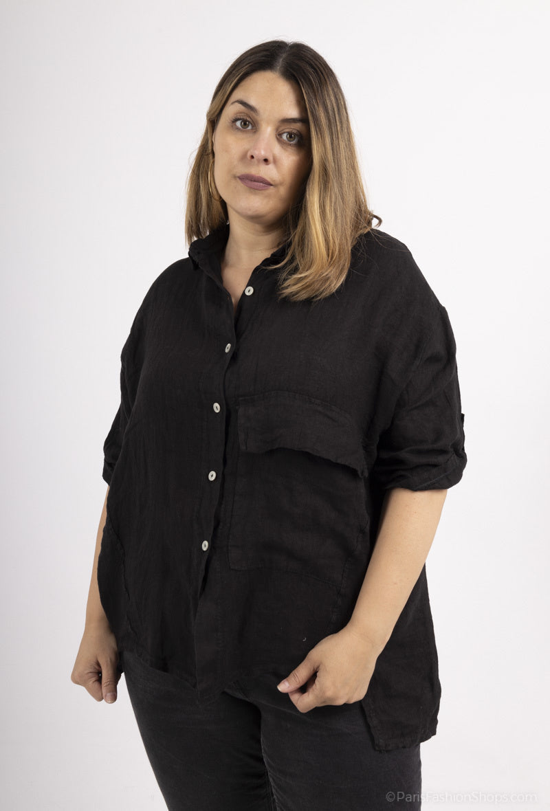 Plus Size Linne Skjorta