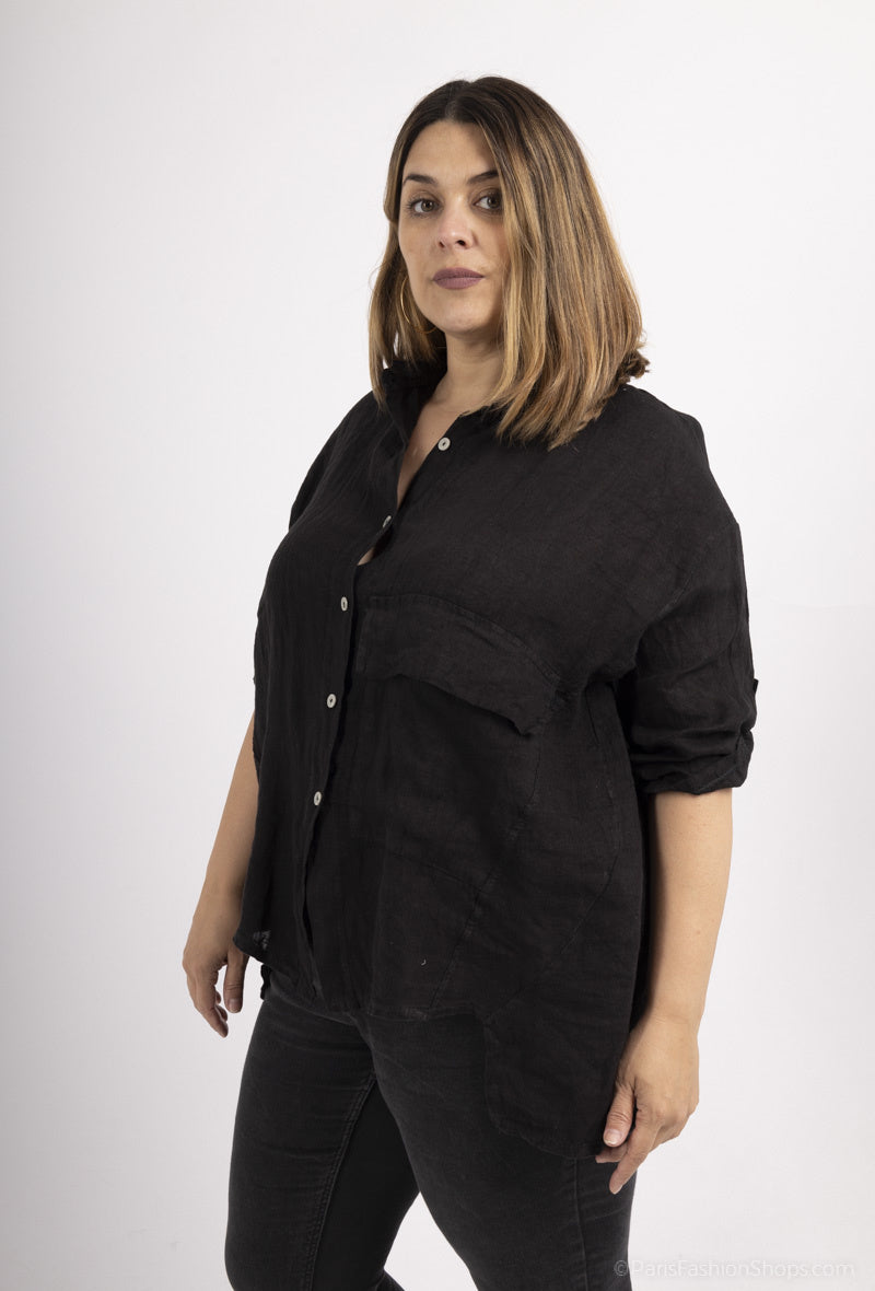 Plus Size Linne Skjorta