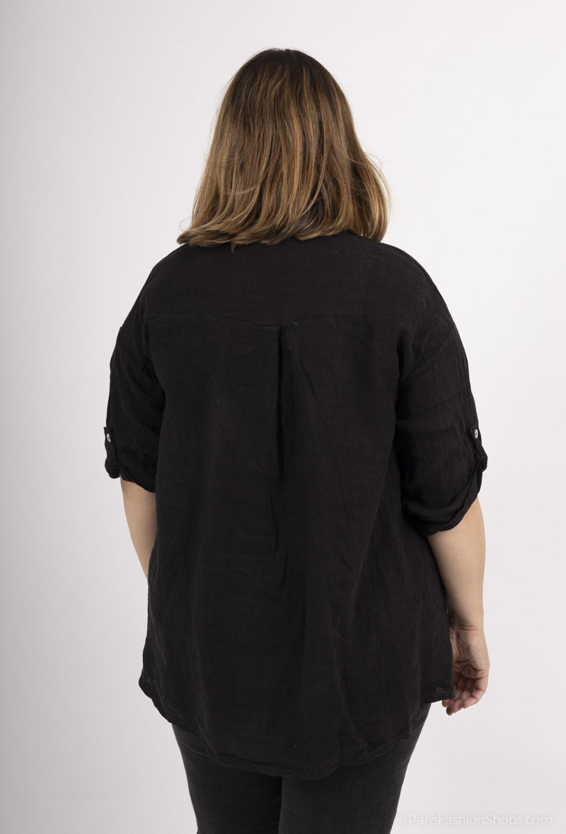 Plus Size Linne Skjorta