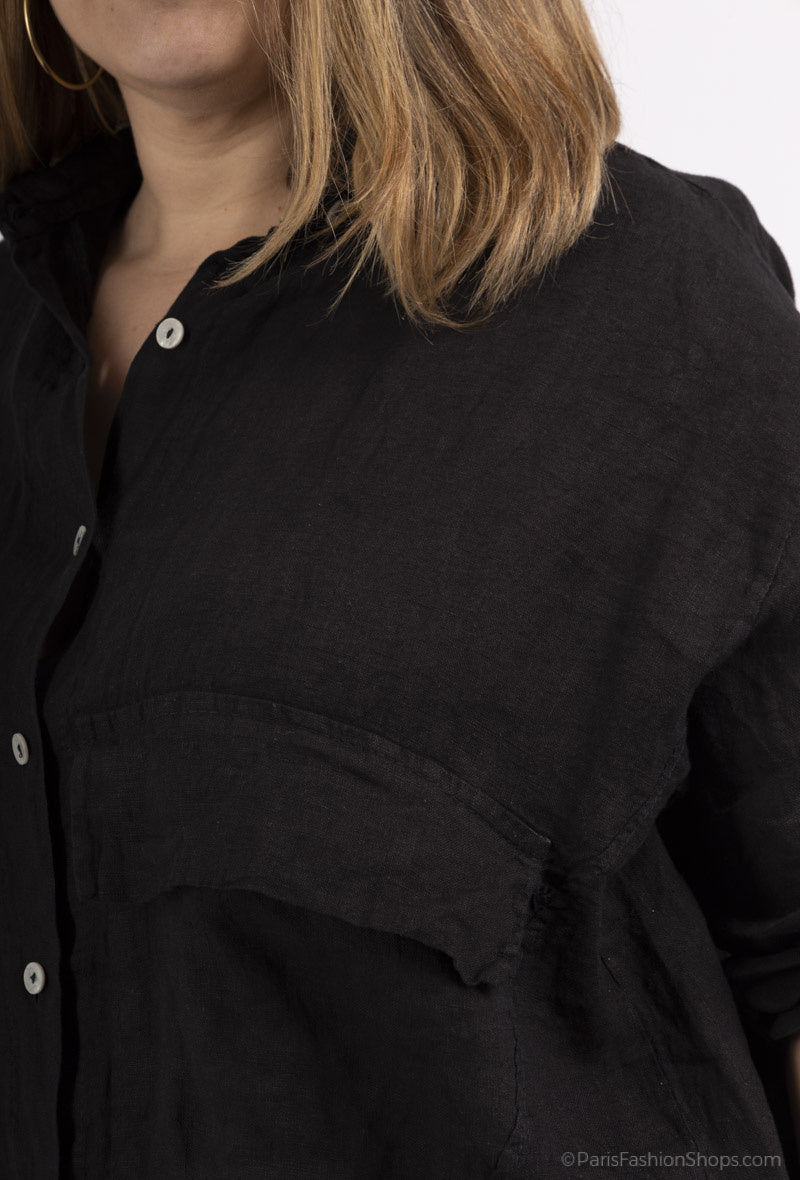 Plus Size Linne Skjorta