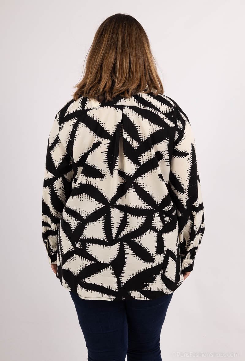 Casual solid print skjortor för varje dag i Plus Size