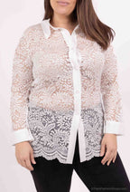 Plus Size Lätt Lace Casual Skjortor med Knapp Framme