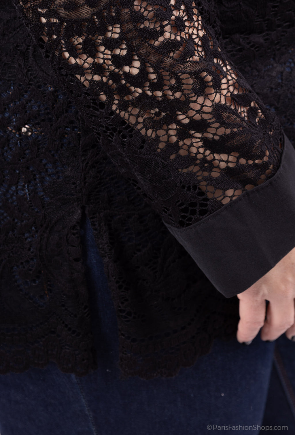 Plus Size Lätt Lace Casual Skjortor med Knapp Framme