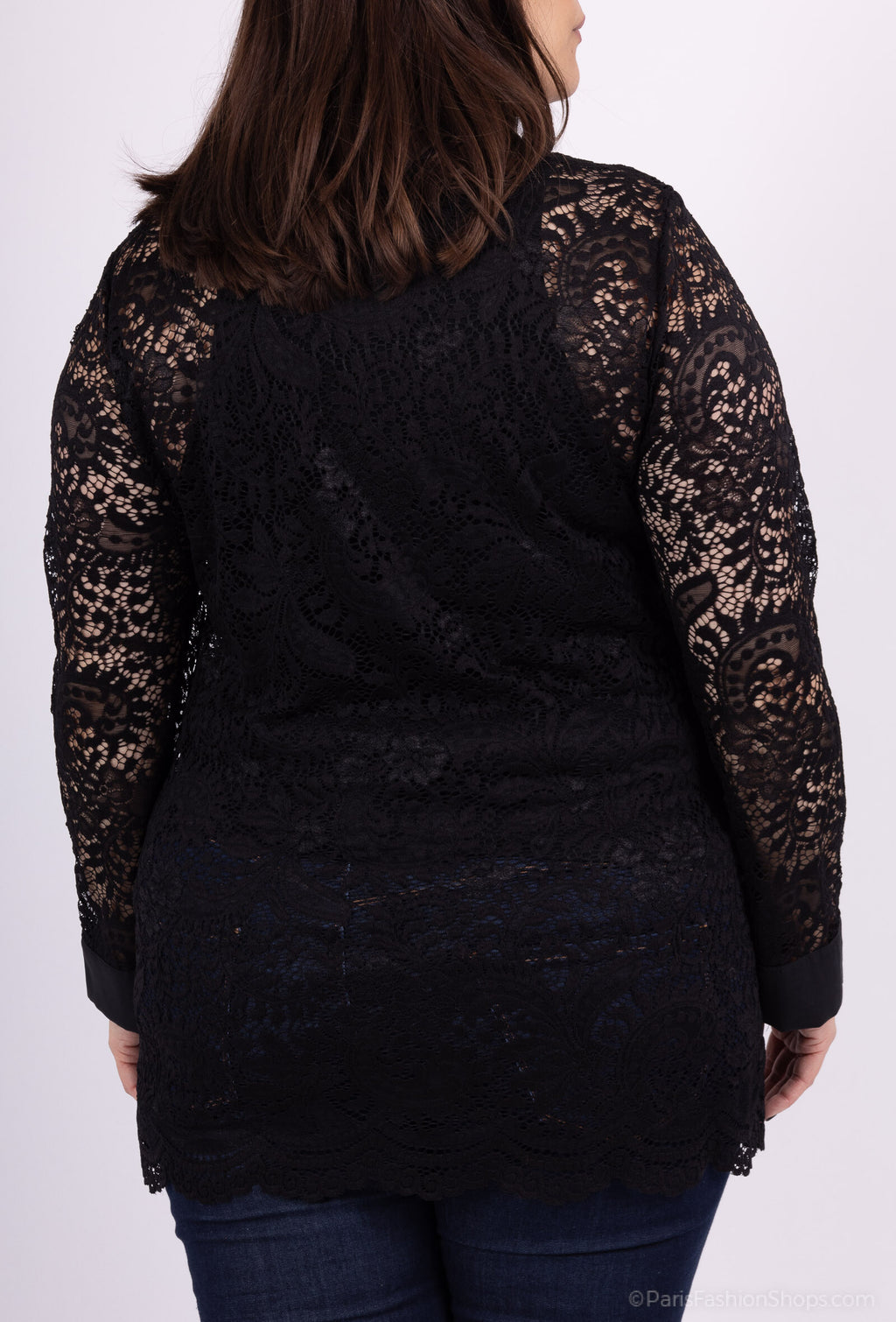 Plus Size Lätt Lace Casual Skjortor med Knapp Framme