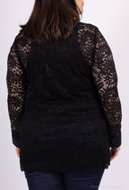 Plus Size Lätt Lace Casual Skjortor med Knapp Framme