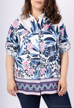 Blommönstrad Plus Size Skjorta för Vår och Sommar