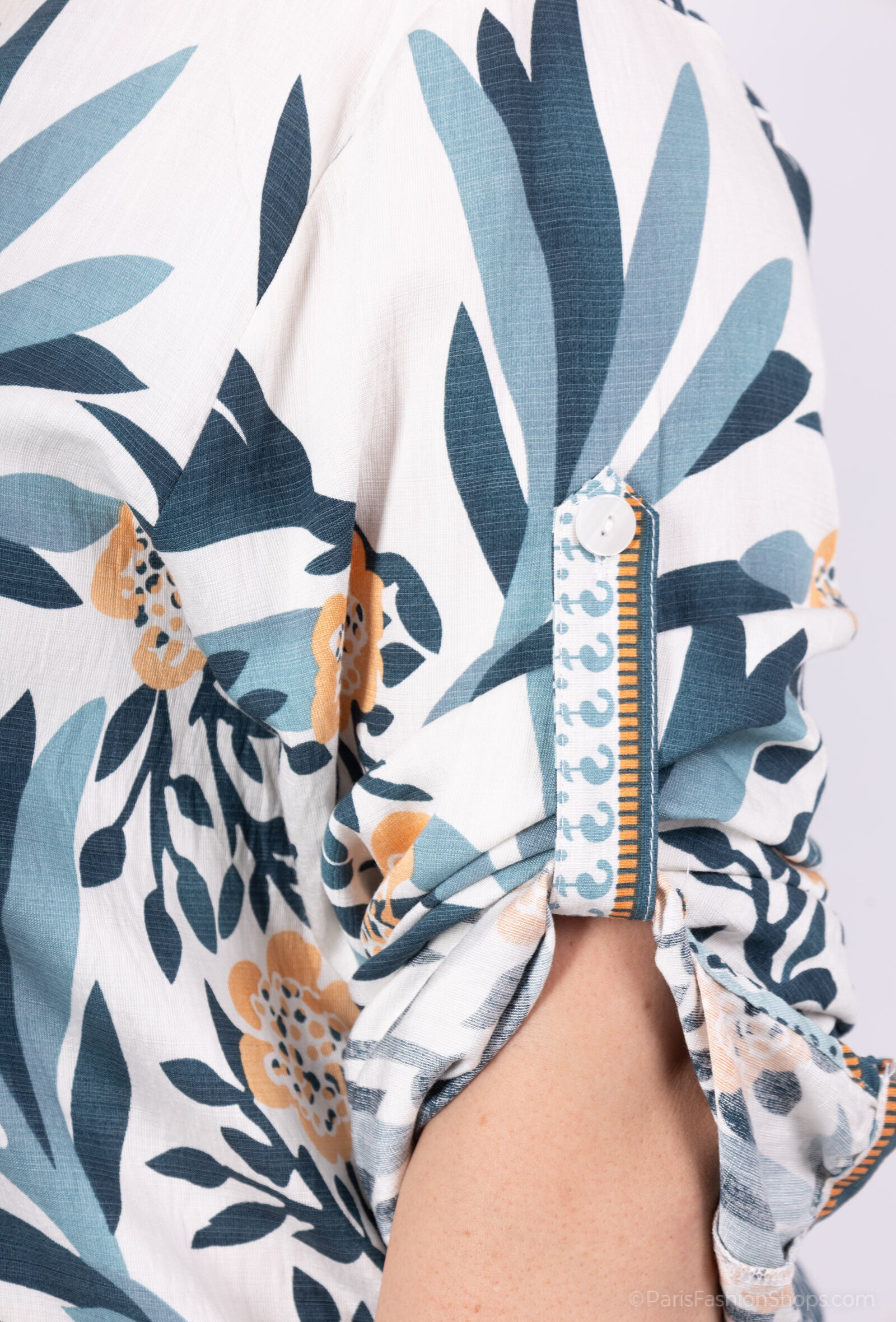 Blommönstrad Plus Size Skjorta för Vår och Sommar