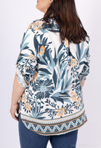 Blommönstrad Plus Size Skjorta för Vår och Sommar
