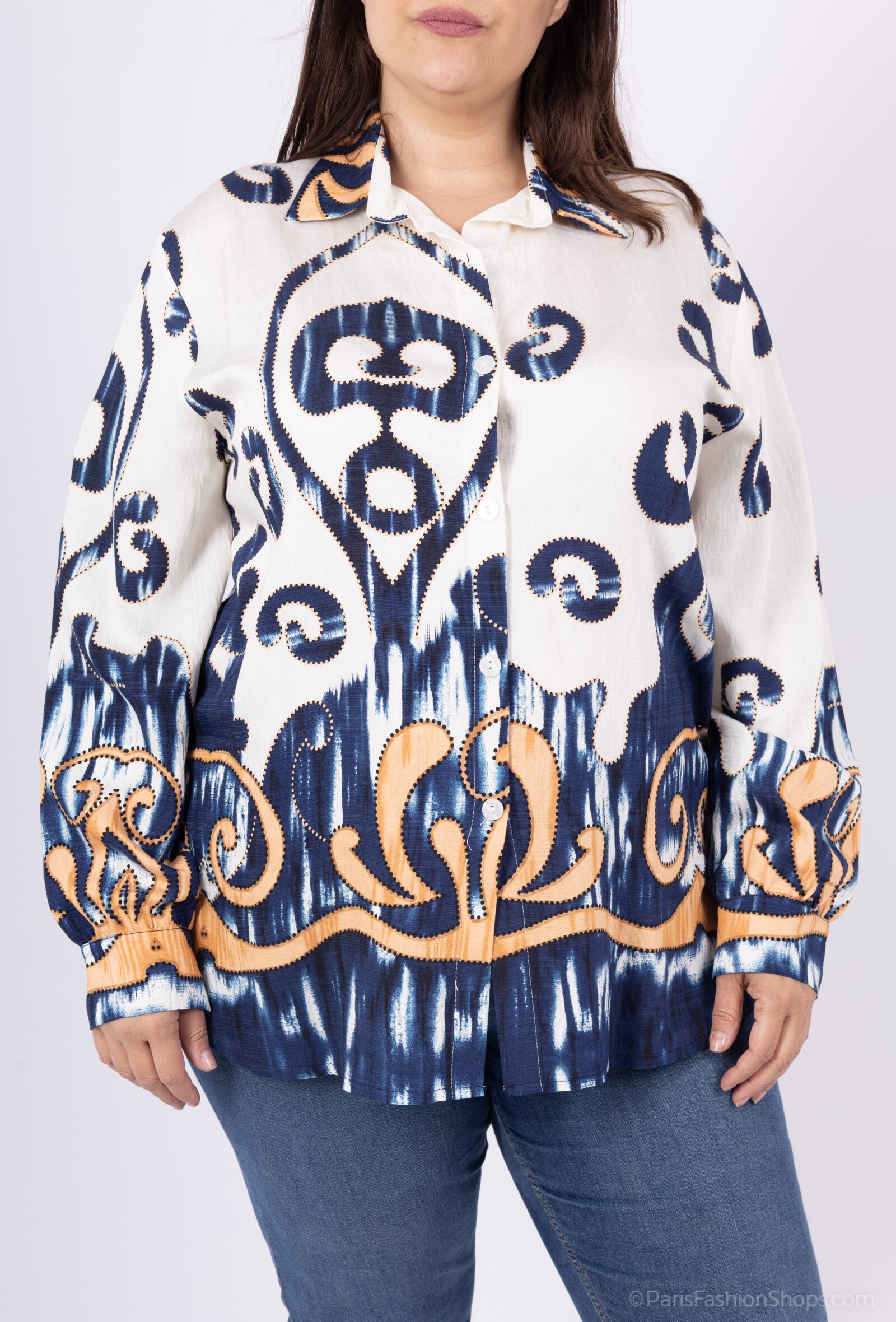 Plus Size Moved Shirts med Motiv Paws för Vår och Sommar