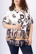 Plus Size Moved Shirts med Motiv Paws för Vår och Sommar
