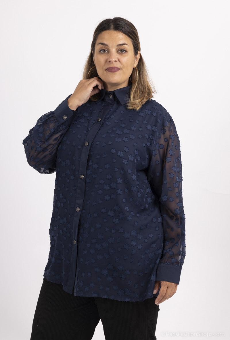 Plus Size Knappade Voile Skjortor