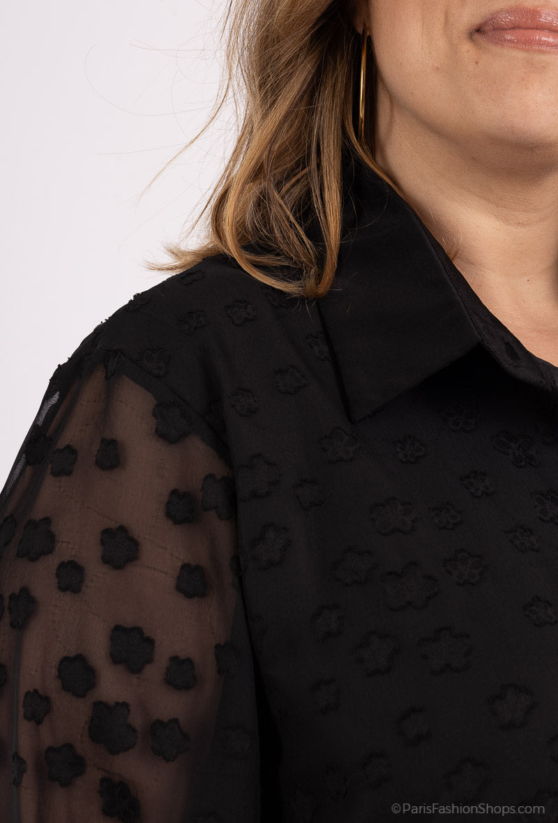 Plus Size Buttoned Voile Skjortor