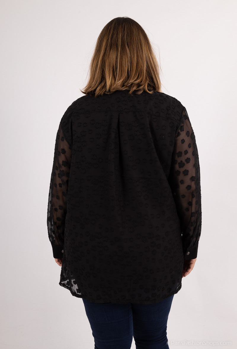 Plus Size Buttoned Voile Skjortor