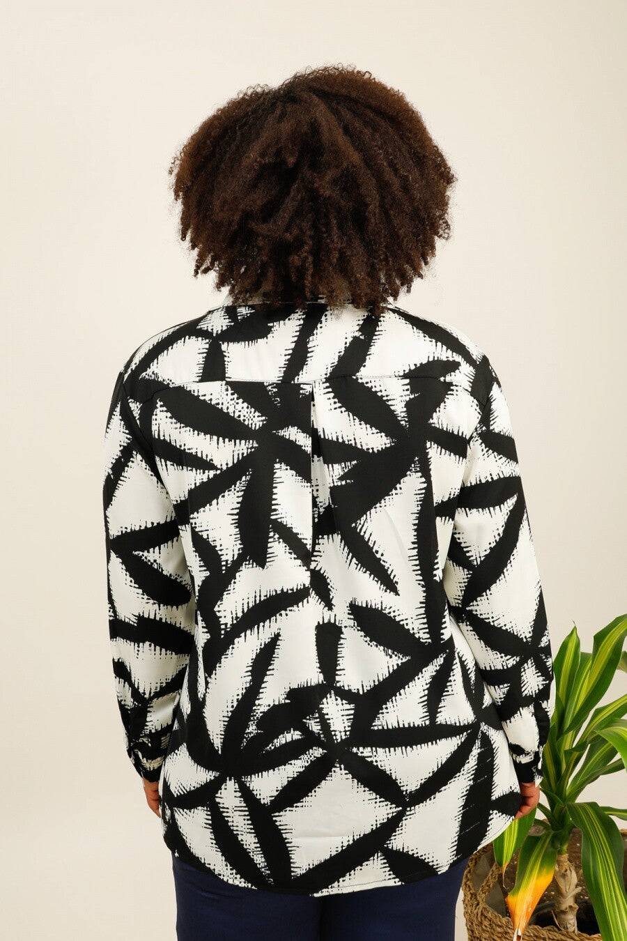 Casual solid print shirts för alla säsonger i stor storlek