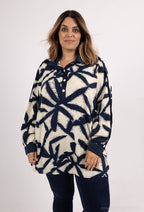 Plus Size Tryckta Skjortor med Knappade Ärmar