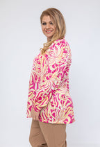 Plus Size Tryckta Satin Skjortor