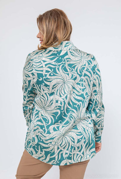 Plus Size Tryffeltryckta Satin Skjortor