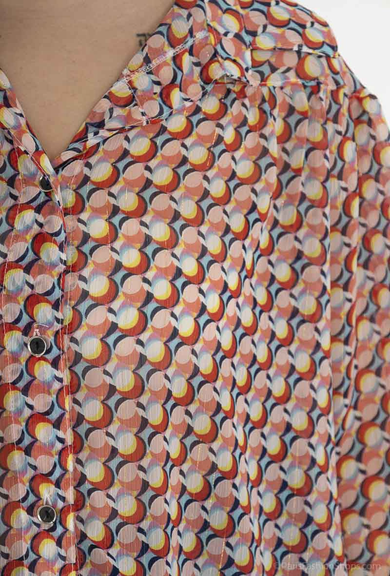 Plus Size Printed Voile Shirts with Lurex