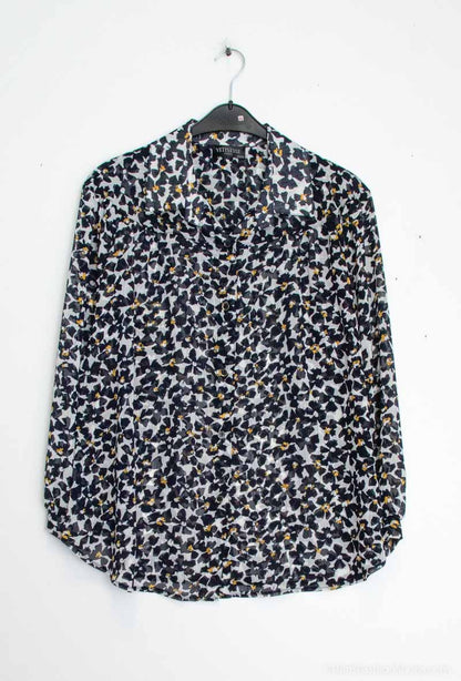 Plus Size Printed voile shirts with lurex