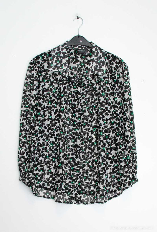 Plus Size Printed Voile Shirts with Lurex