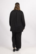 Plus Size Satin Skjorta med Knappning