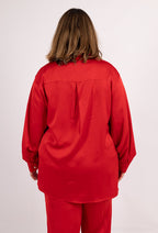 Plus Size Satin Knappad Skjorta i Enfärgade Nyanser