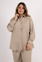 Plus Size Enfärgad Knapp-up Skjorta
