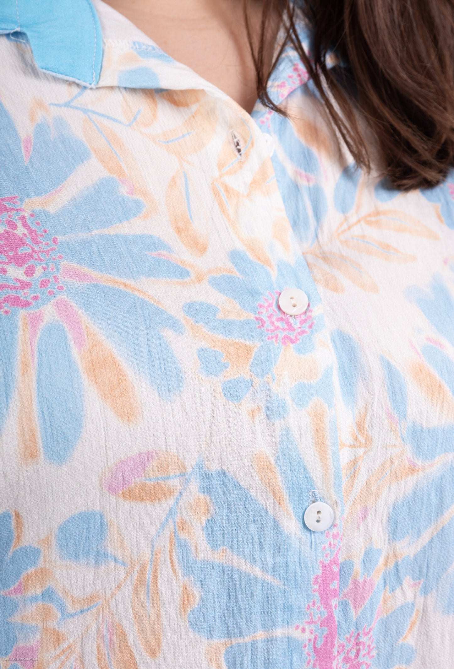 Plus Size Pastel Flower Printed Blouse