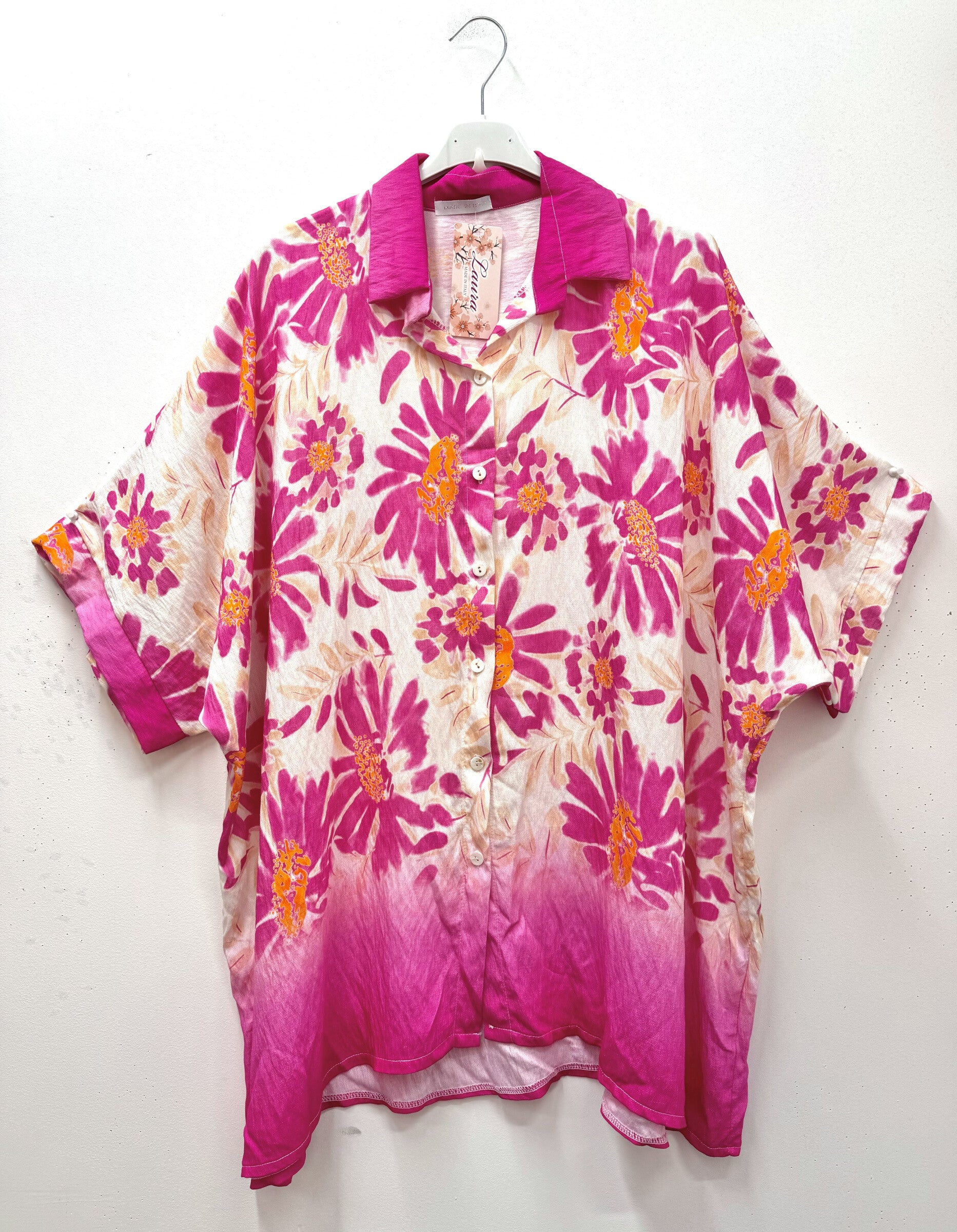 Plus Size Pastel Flower Printed Blouse