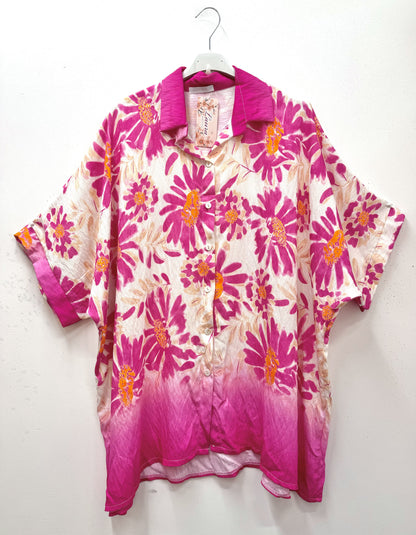 Plus Size Pastel Flower Printed Blouse