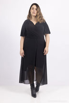 Plus Size Casual Wrap Jumpsuit med Kort Ärmar