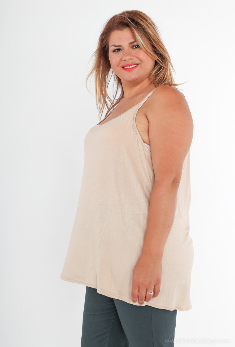 Soft viscose tank top i Stor Storlek