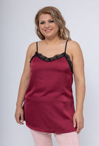 Plus Size satin lace thin strap tank top