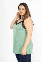 Plus Size Satin Lace Thin Strap Tank Top