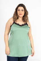 Plus Size satin lace thin strap tank top
