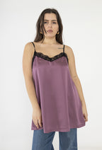 Plus Size Satin Lace Thin Strap Tank Top