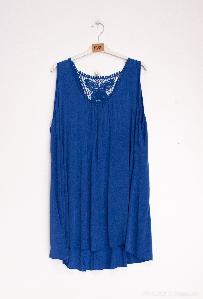 Plus Size Tank top with lace back butterfly pattern