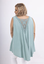 Plus Size Tank top with lace back butterfly pattern