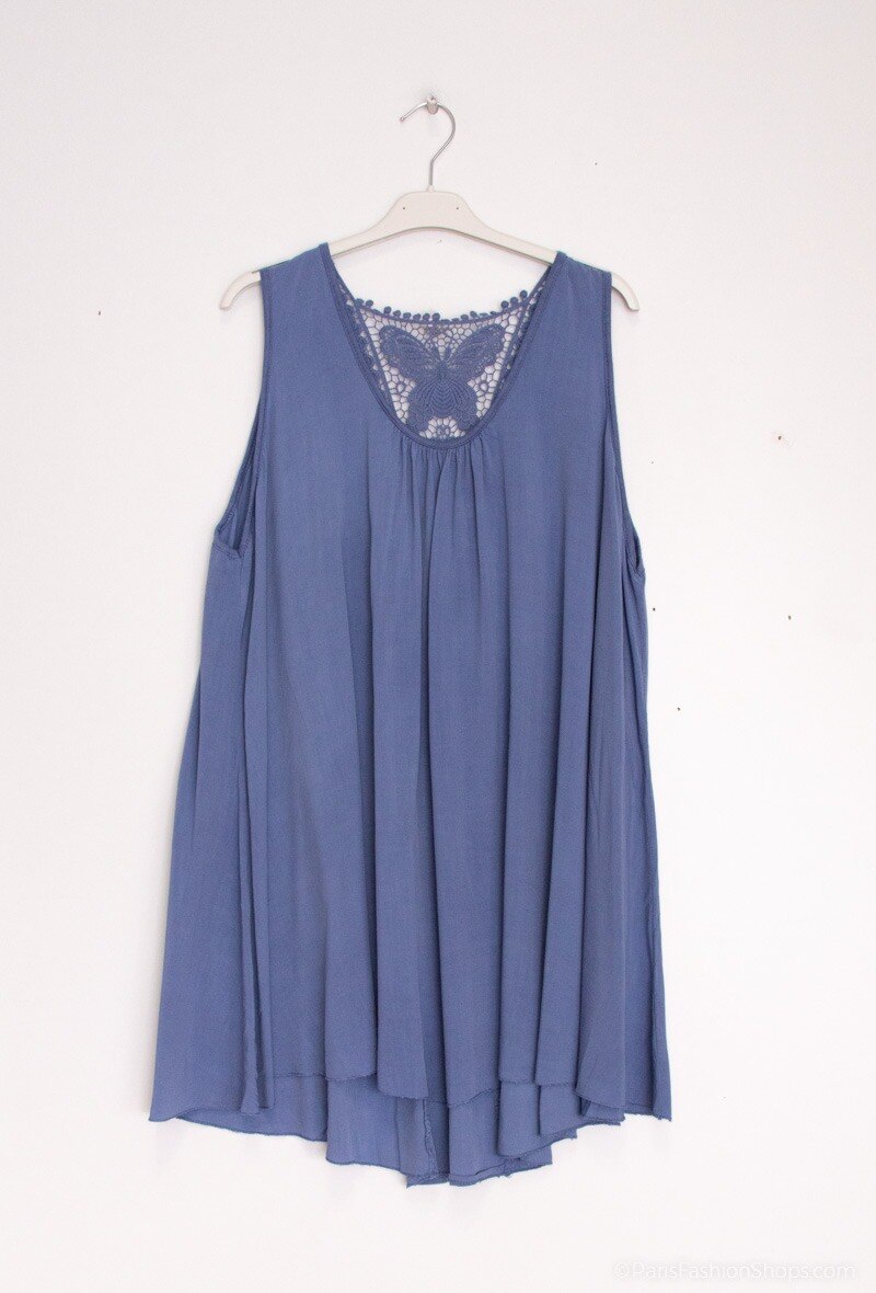 Plus Size Tank top with lace back butterfly pattern