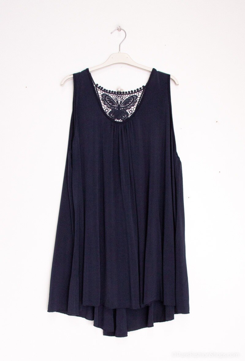 Plus Size Tank top with lace back butterfly pattern