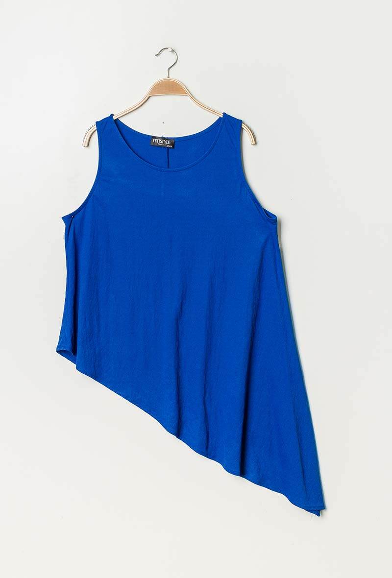 Plus Size Tanktop med Asymmetrisk Hem