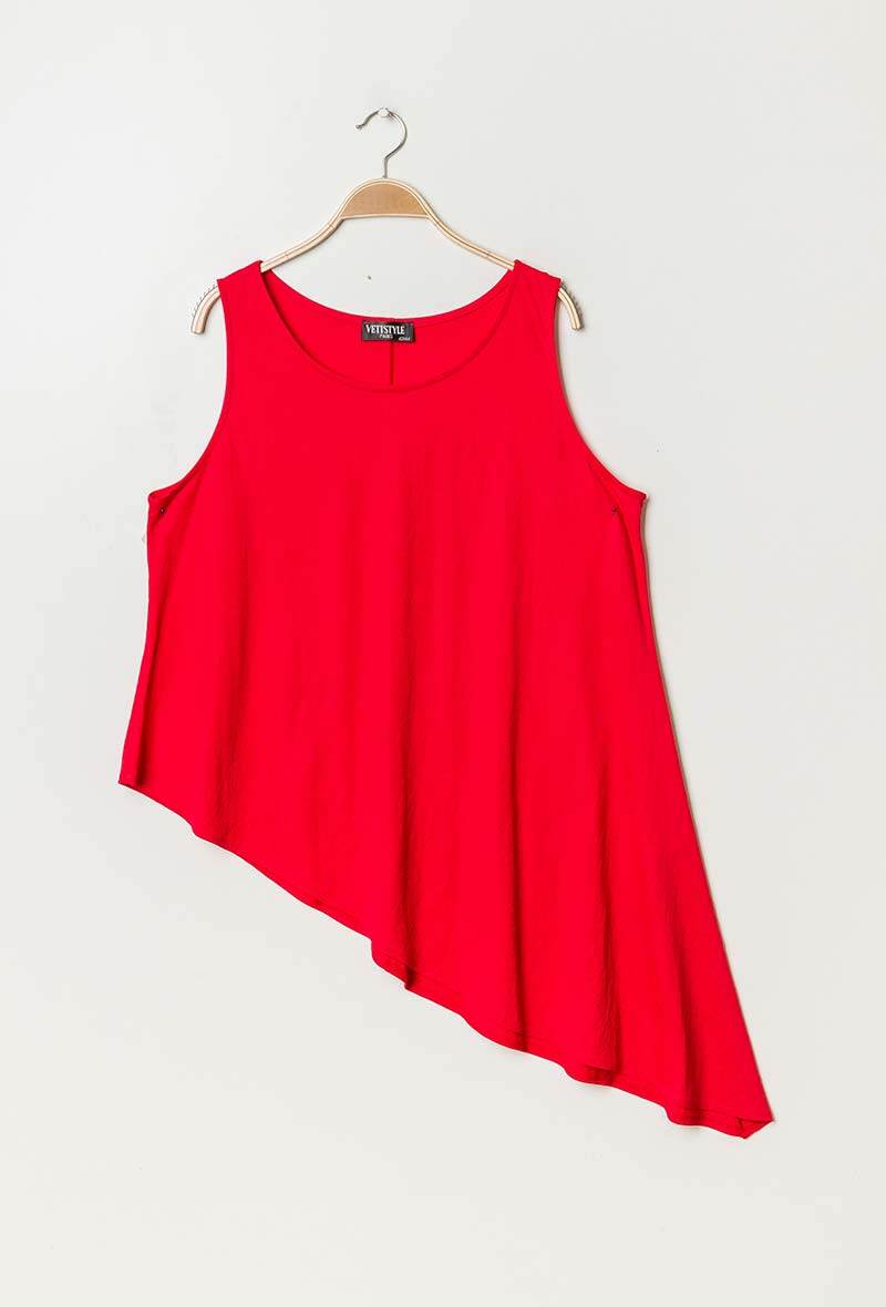 Plus Size Tanktop med Asymmetrisk Hem